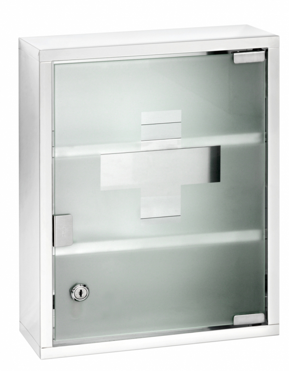 Medicinskåp med glasdörr, Låsbart, LARGE MEDICINE CABINET, 30 x 12 x H 40 cm, Silver i gruppen Förvaring / Badrumsförvaring hos SmartaSaker.se (42218)