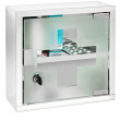 Medicinskåp med glasdörr, låsbart, MEDICINE CABINET, 25 x 12 x H 25 cm, Silver / Klar Medicinskåp med glasdörr, låsbart, MEDICINE CABINET, 25 x 12 x H 25 cm, Silver / Klar