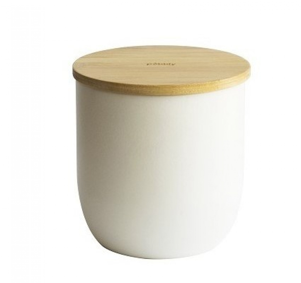 Metallburk med bambulock, 2,3 L, PEBBLY OPAQUE CEREAL JAR, Offwhite / Natur i gruppen Förvaring / Köksförvaring / Förvaringslådor och burkar hos SmartaSaker.se (42222)