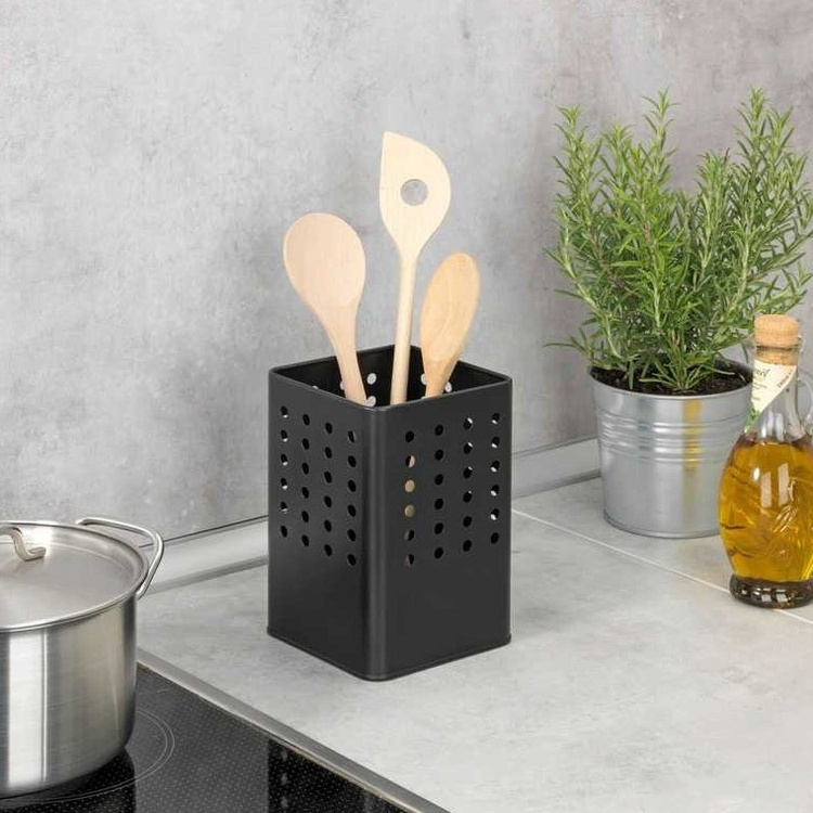 Metallkorg för köksredskap / bestick, SILIO UTENSIL HOLDER, 11,5 x 11,5 x H 16,5, Svart i gruppen Förvaring / Köksförvaring hos SmartaSaker.se (42225)