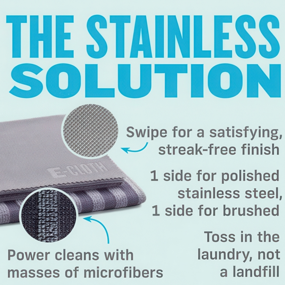 Mikrofiberdukar för rostfritt, 2 dukar, STAINLESS STEEL CLOTH SET, 32 x 32 cm, Grå i gruppen Förvaring / Städförvaring och sopsortering / Städtrasor och borstar hos SmartaSaker.se (42231)