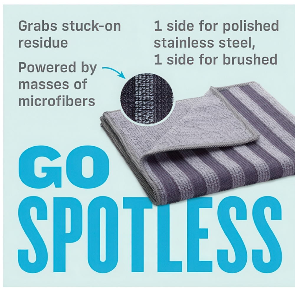 Mikrofiberdukar för rostfritt, 2 dukar, STAINLESS STEEL CLOTH SET, 32 x 32 cm, Grå i gruppen Förvaring / Städförvaring och sopsortering / Städtrasor och borstar hos SmartaSaker.se (42231)