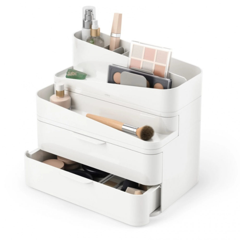 Mini byrå / Ställ för smink, UMBRA LARGE GLAM MAKE UP ORGANISER, Vit/ Ljusgrå i gruppen Förvaring / Badrumsförvaring / Sminkförvaring hos SmartaSaker.se (42236)