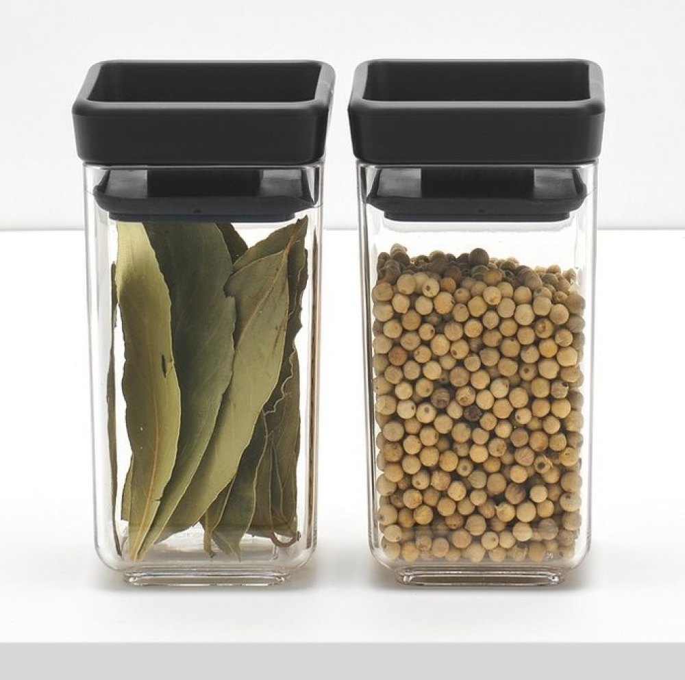 Miniburkar, 2 st, 0,15L, TASTY+ MINI CANISTERS, Brabantia, Klar / Mörkgrå i gruppen Förvaring / Köksförvaring / Matlådor / Plast hos SmartaSaker.se (42244)