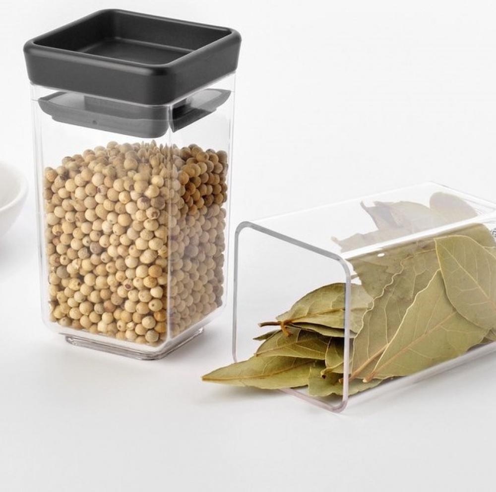 Miniburkar, 2 st, 0,15L, TASTY+ MINI CANISTERS, Brabantia, Klar / Mörkgrå i gruppen Förvaring / Köksförvaring / Matlådor / Plast hos SmartaSaker.se (42244)