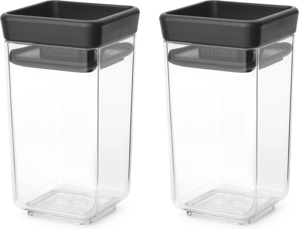 Miniburkar, 2 st, 0,15L, TASTY+ MINI CANISTERS, Brabantia, Klar / Mörkgrå i gruppen Förvaring / Köksförvaring / Matlådor / Plast hos SmartaSaker.se (42244)