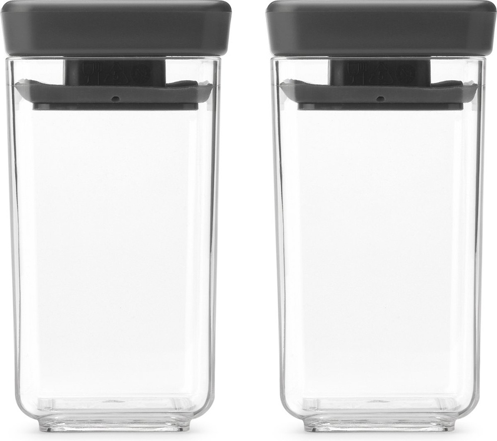 Miniburkar, 2 st, 0,15L, TASTY+ MINI CANISTERS, Brabantia, Klar / Mörkgrå i gruppen Förvaring / Köksförvaring / Matlådor / Plast hos SmartaSaker.se (42244)
