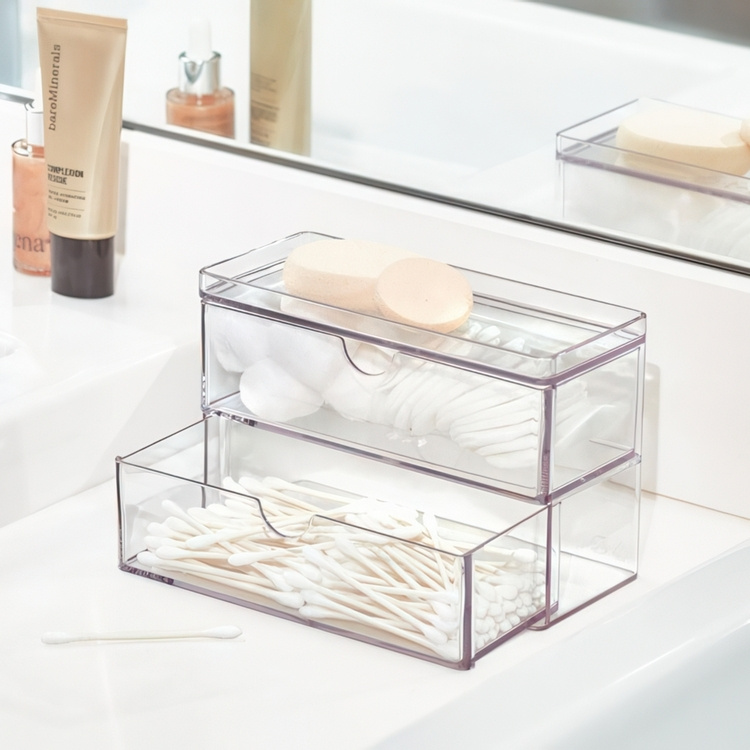 Minibyrå för badrumsskåpet, THE HOME EDIT MINI 2-DRAWER ORGANIZER , 17,8 x 8,3 x H 11,4 cm, Klar i gruppen Förvaring / Badrumsförvaring hos SmartaSaker.se (42247)