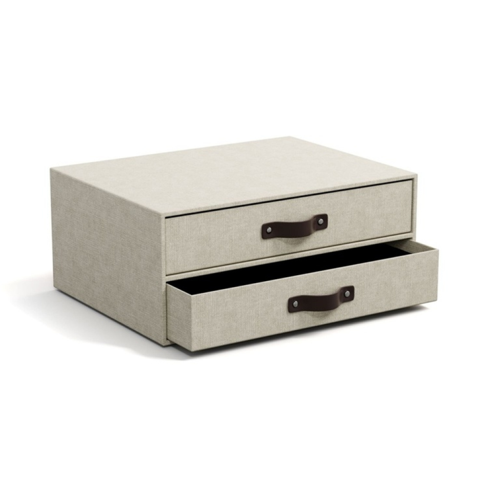 Minibyrå 2 lådor, Birger canvas, Bigso, Beige i gruppen Förvaring / Förvaringslådor / Bigso förvaringslådor hos SmartaSaker.se (42259)