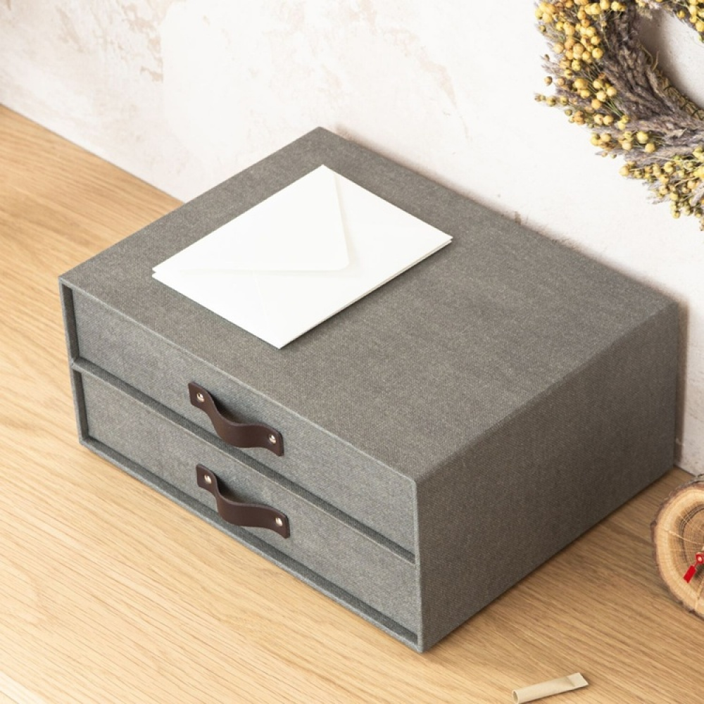 Minibyrå, 2 lådor, BIGSO BIRGER CANVAS, 33 x 25,5 x H 14,5 cm i gruppen Förvaring / Förvaringslådor / BigSo förvaringslådor hos SmartaSaker.se (42261)
