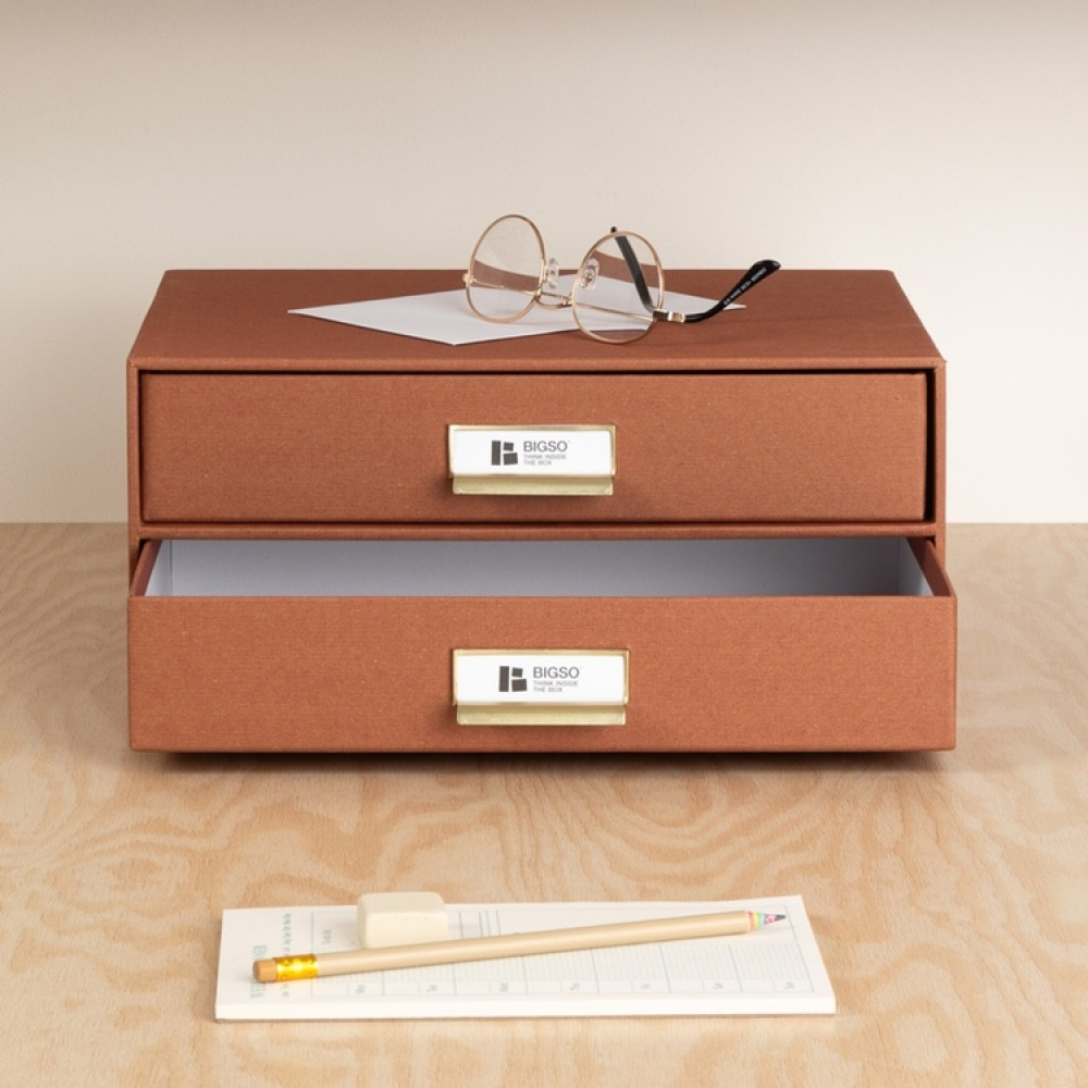 Minibyrå, 2 lådor, BIGSO BIRGER RESTORE, 33 x 25,5 x H 14,5 cm i gruppen Förvaring / Förvaringslådor / BigSo förvaringslådor hos SmartaSaker.se (42262)