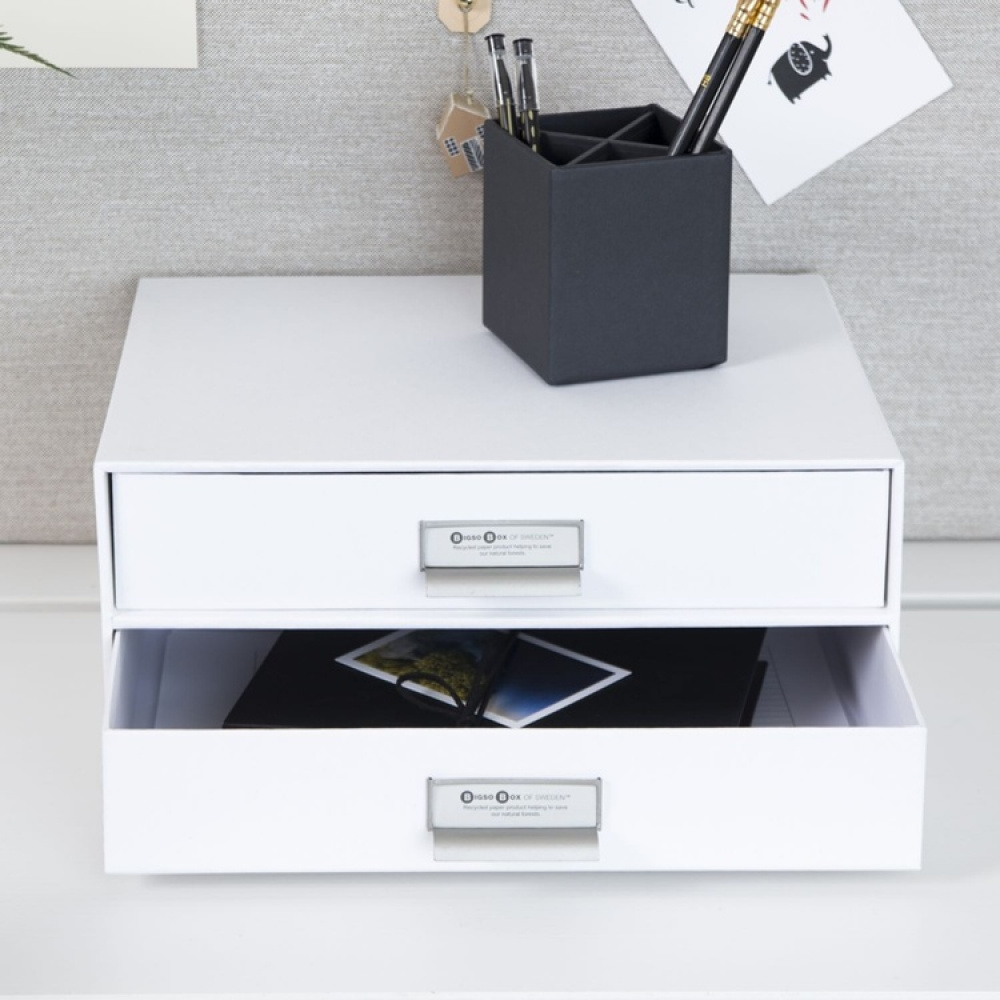 Minibyrå, 2 lådor, BIGSO BIRGER, 33 x 25,5 x H 14,5 cm i gruppen Förvaring / Förvaringslådor / BigSo förvaringslådor hos SmartaSaker.se (42263)
