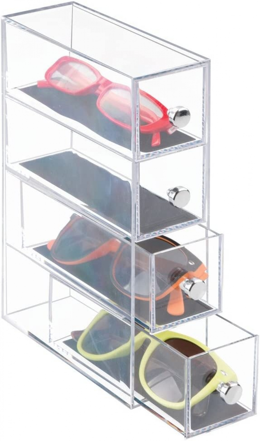 Minibyrå, 4 lådor, ID CLARITY FLIP JEWELRY DRAWER, 7 x 16,5 x H 25 cm, Klar / Svart i gruppen Förvaring / Badrumsförvaring / Sminkförvaring hos SmartaSaker.se (42264)