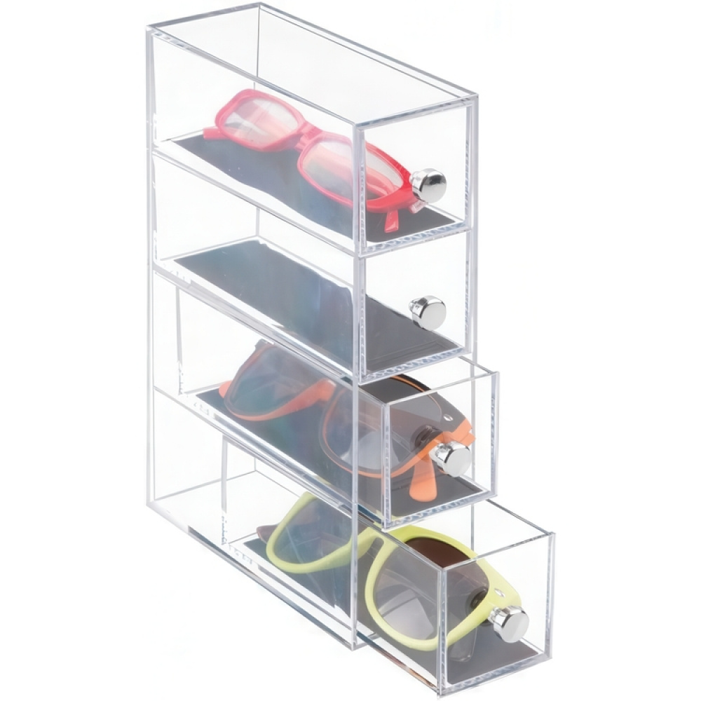 Minibyrå, 4 lådor, ID CLARITY FLIP JEWELRY DRAWER, 7 x 16,5 x H 25 cm, Klar / Svart i gruppen Förvaring / Badrumsförvaring / Sminkförvaring hos SmartaSaker.se (42264)