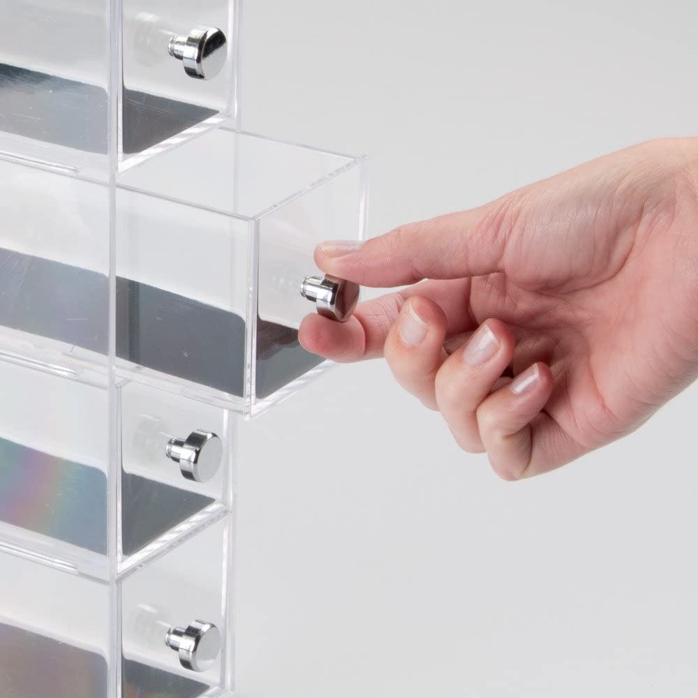 Minibyrå, 4 lådor, ID CLARITY FLIP JEWELRY DRAWER, 7 x 16,5 x H 25 cm, Klar / Svart i gruppen Förvaring / Badrumsförvaring / Sminkförvaring hos SmartaSaker.se (42264)