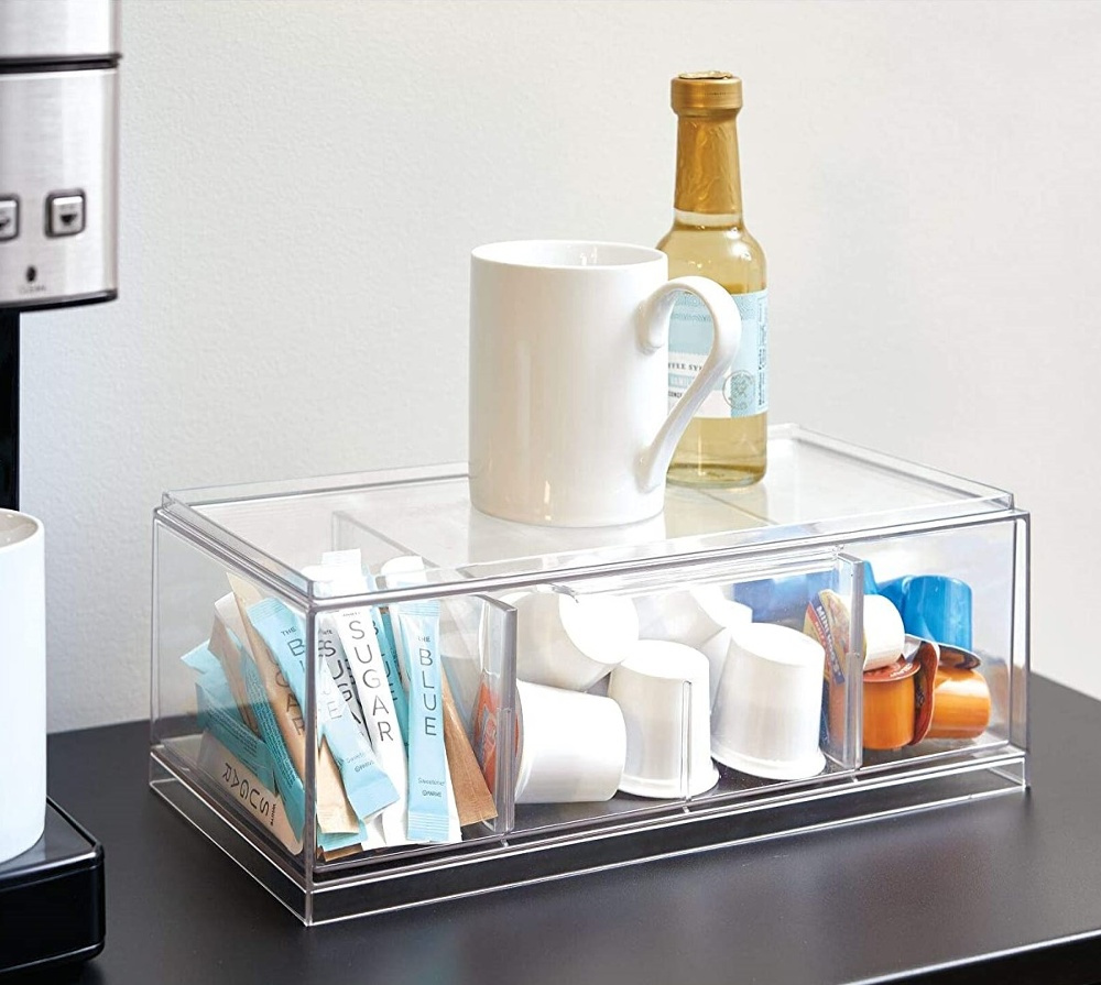 Minibyrå, Stapelbar, 4 fack, CRISP TEA ORGANIZER, 32 x 16 x H11,5cm, Transparent i gruppen Förvaring / Köksförvaring / Förvaringslådor och burkar hos SmartaSaker.se (42269)