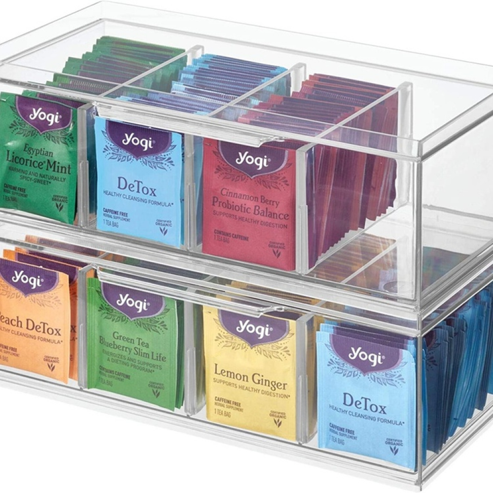 Minibyrå, Stapelbar, 4 fack, CRISP TEA ORGANIZER, 32 x 16 x H11,5cm, Transparent i gruppen Förvaring / Köksförvaring / Förvaringsburkar hos SmartaSaker.se (42269)