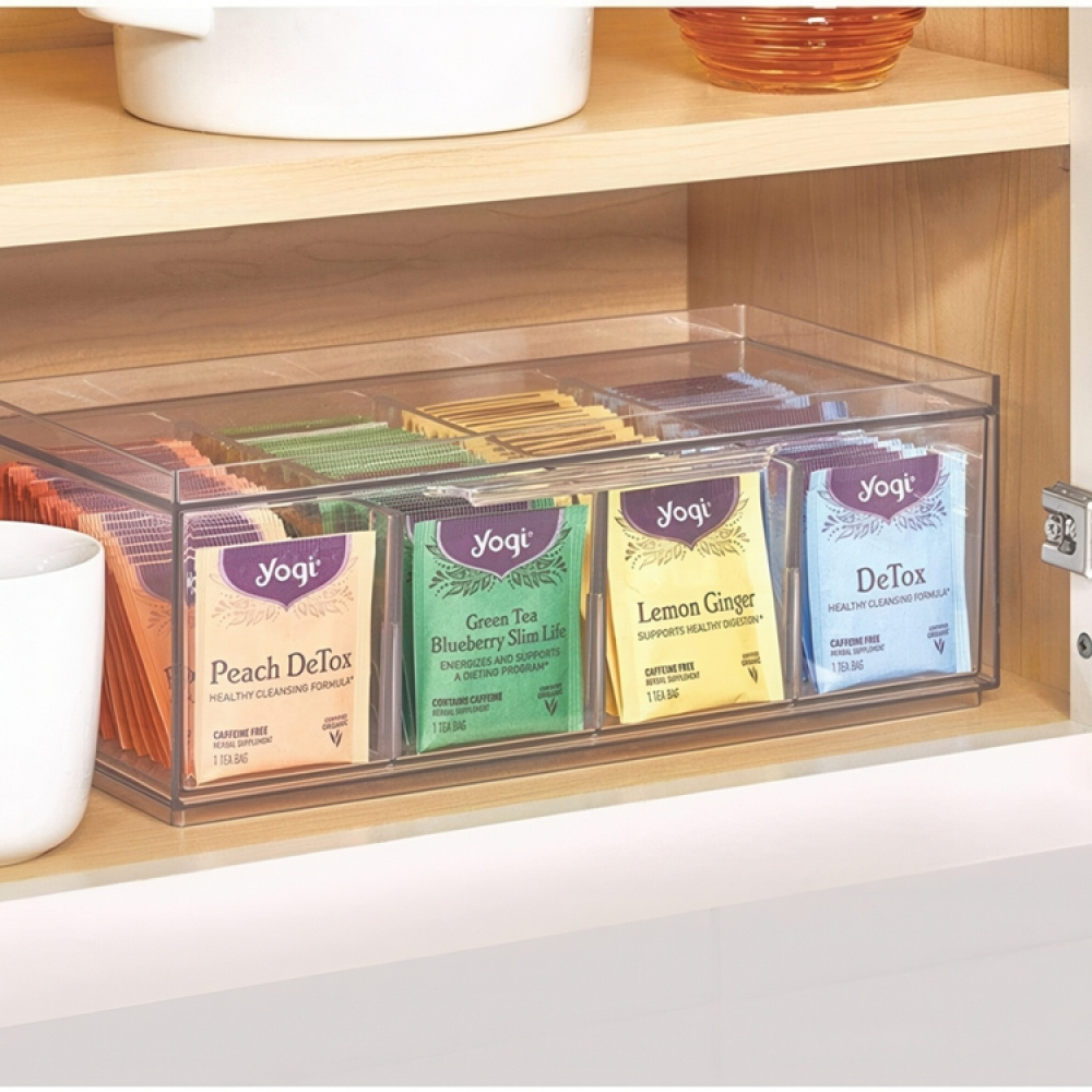 Minibyrå, Stapelbar, 4 fack, CRISP TEA ORGANIZER, 32 x 16 x H11,5cm, Transparent i gruppen Förvaring / Köksförvaring / Förvaringsburkar hos SmartaSaker.se (42269)