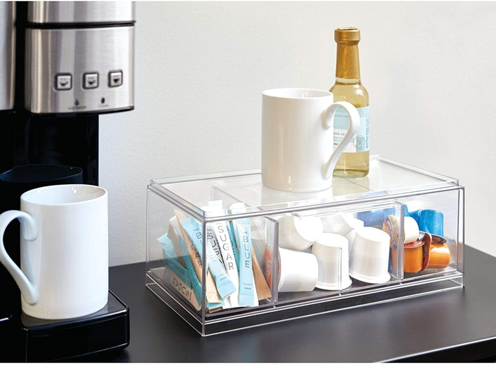 Minibyrå, Stapelbar, 4 fack, CRISP TEA ORGANIZER, 32 x 16 x H11,5cm, Transparent i gruppen Förvaring / Köksförvaring / Förvaringslådor och burkar hos SmartaSaker.se (42269)
