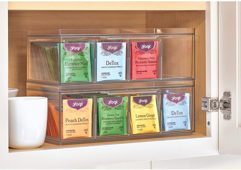 Minibyrå, Stapelbar, 4 fack, CRISP TEA ORGANIZER, 32 x 16 x H11,5cm, Transparent i gruppen Förvaring / Köksförvaring / Förvaringslådor och burkar hos SmartaSaker.se (42269)