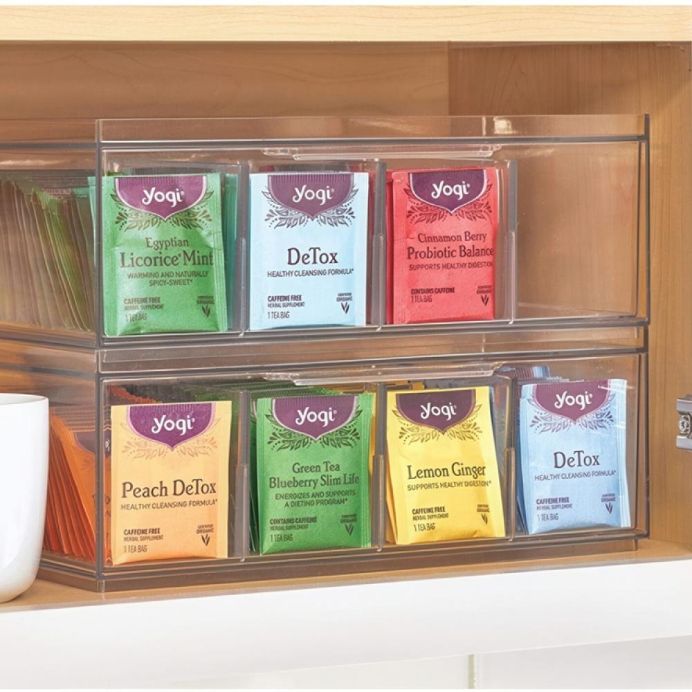 Minibyrå, Stapelbar, 4 fack, CRISP TEA ORGANIZER, 32 x 16 x H11,5cm, Transparent i gruppen Förvaring / Köksförvaring / Förvaringsburkar hos SmartaSaker.se (42269)