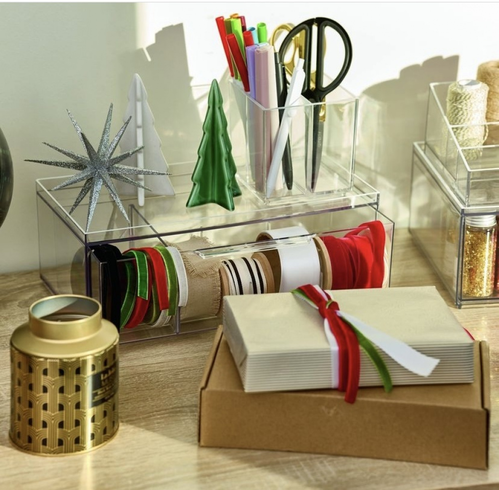 Minibyrå, Stapelbar, 4 fack, CRISP TEA ORGANIZER, 32 x 16 x H11,5cm, Transparent i gruppen Förvaring / Köksförvaring / Förvaringslådor och burkar hos SmartaSaker.se (42269)