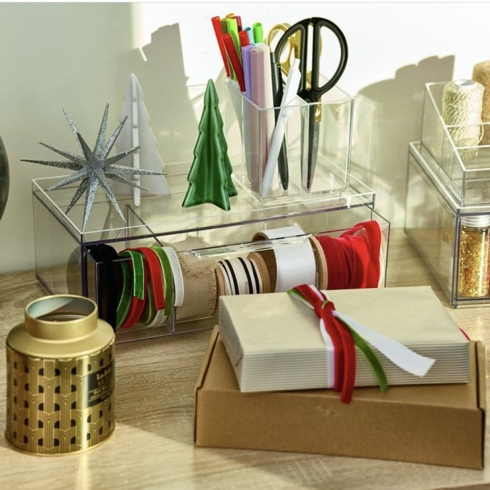 Minibyrå, Stapelbar, 4 fack, CRISP TEA ORGANIZER, 32 x 16 x H11,5cm, Transparent i gruppen Förvaring / Köksförvaring / Förvaringsburkar hos SmartaSaker.se (42269)