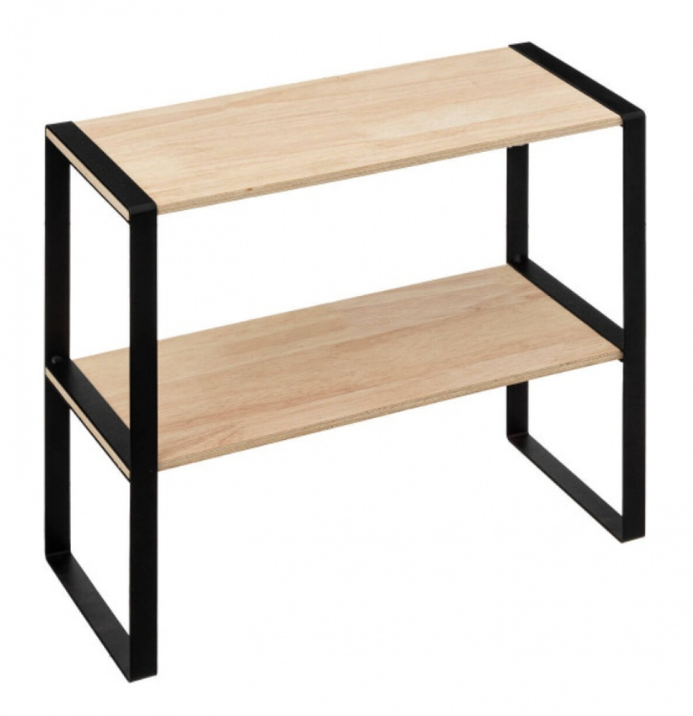 Mini-Hylla, 2-plan, BLACK & WOOD KITCHEN RACK, 40 x 18 x H 35 cm, Natur / Svart i gruppen Förvaring / Köksförvaring / Organisera köksskåp hos SmartaSaker.se (42272)