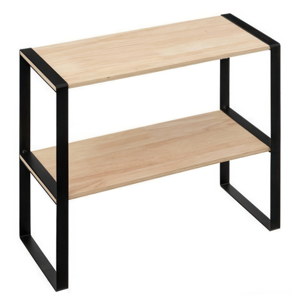 Mini-Hylla, 2-plan, BLACK & WOOD KITCHEN RACK, 40 x 18 x H 35 cm, Natur / Svart i gruppen Förvaring / Köksförvaring / Organisera köksskåp hos SmartaSaker.se (42272)
