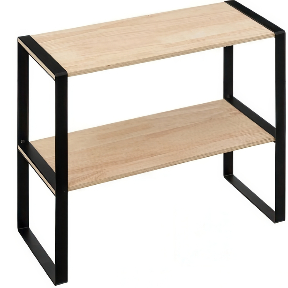 Mini-Hylla, 2-plan, BLACK & WOOD KITCHEN RACK, 40 x 18 x H 35 cm, Natur / Svart i gruppen Förvaring / Köksförvaring / Organisera köksskåp hos SmartaSaker.se (42272)