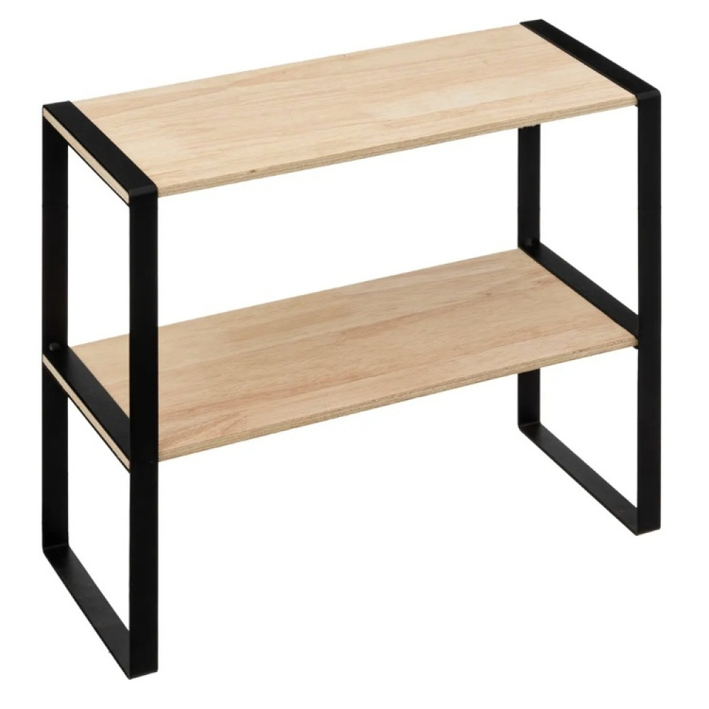 Mini-Hylla, 2-plan, BLACK & WOOD KITCHEN RACK, 40 x 18 x H 35 cm, Natur / Svart i gruppen Förvaring / Köksförvaring / Organisera köksskåp hos SmartaSaker.se (42272)