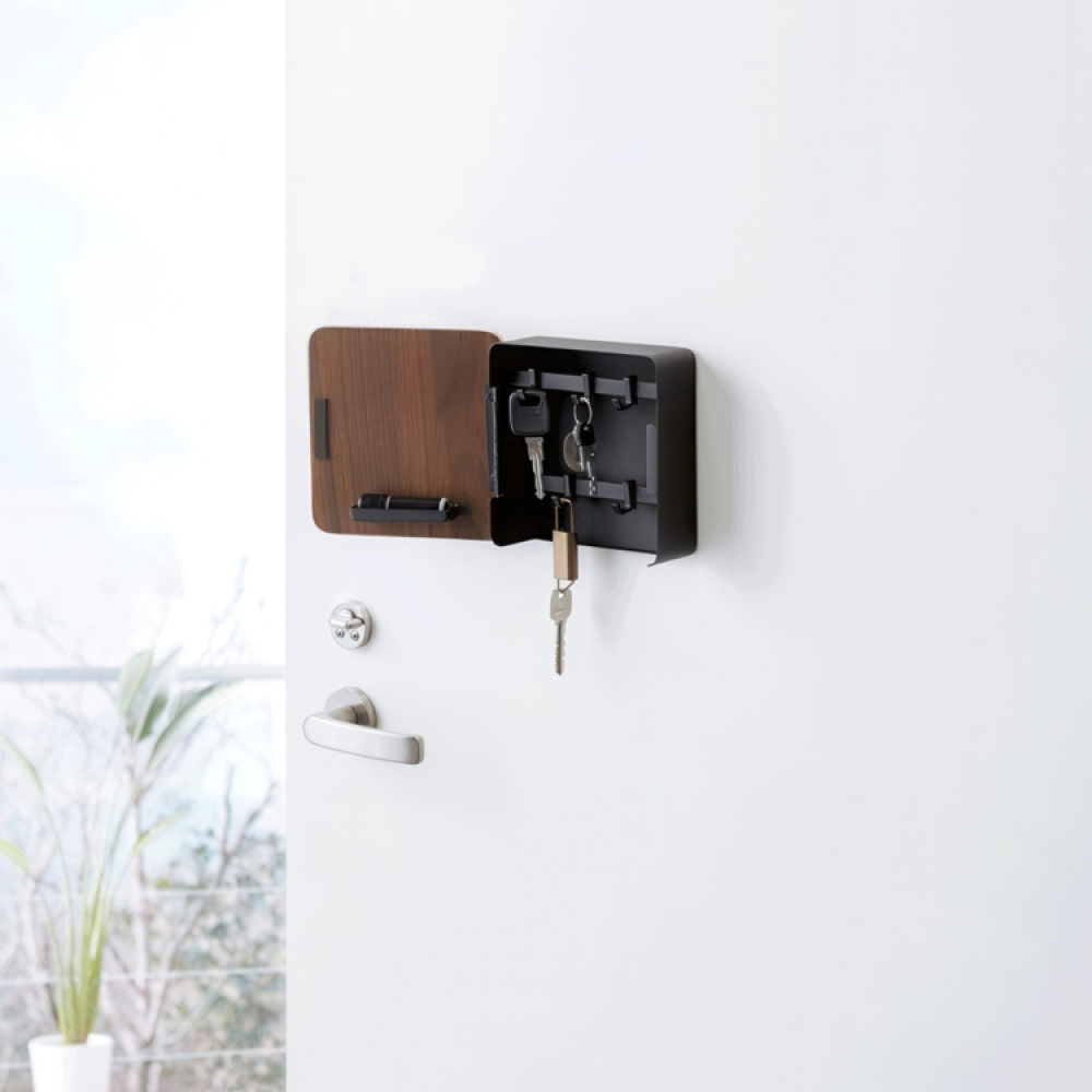 Nyckelskåp, Magnetiskt, RIN SQUARE, Yamazaki, 16 x 16 cm, Svart / Brun i gruppen Förvaring / Hallförvaring / Nyckelskåp hos SmartaSaker.se (42313)