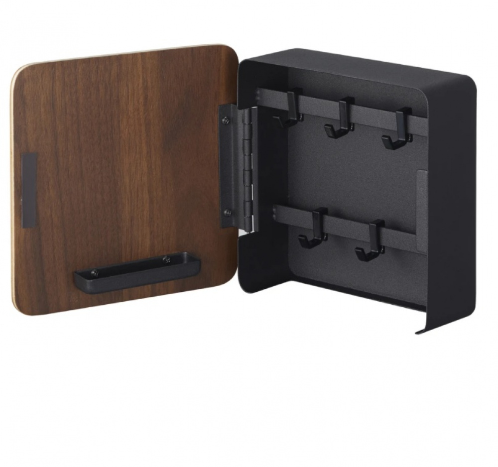 Nyckelskåp, Magnetiskt, RIN SQUARE, Yamazaki, 16 x 16 cm, Svart / Brun i gruppen Förvaring / Hallförvaring / Nyckelskåp hos SmartaSaker.se (42313)