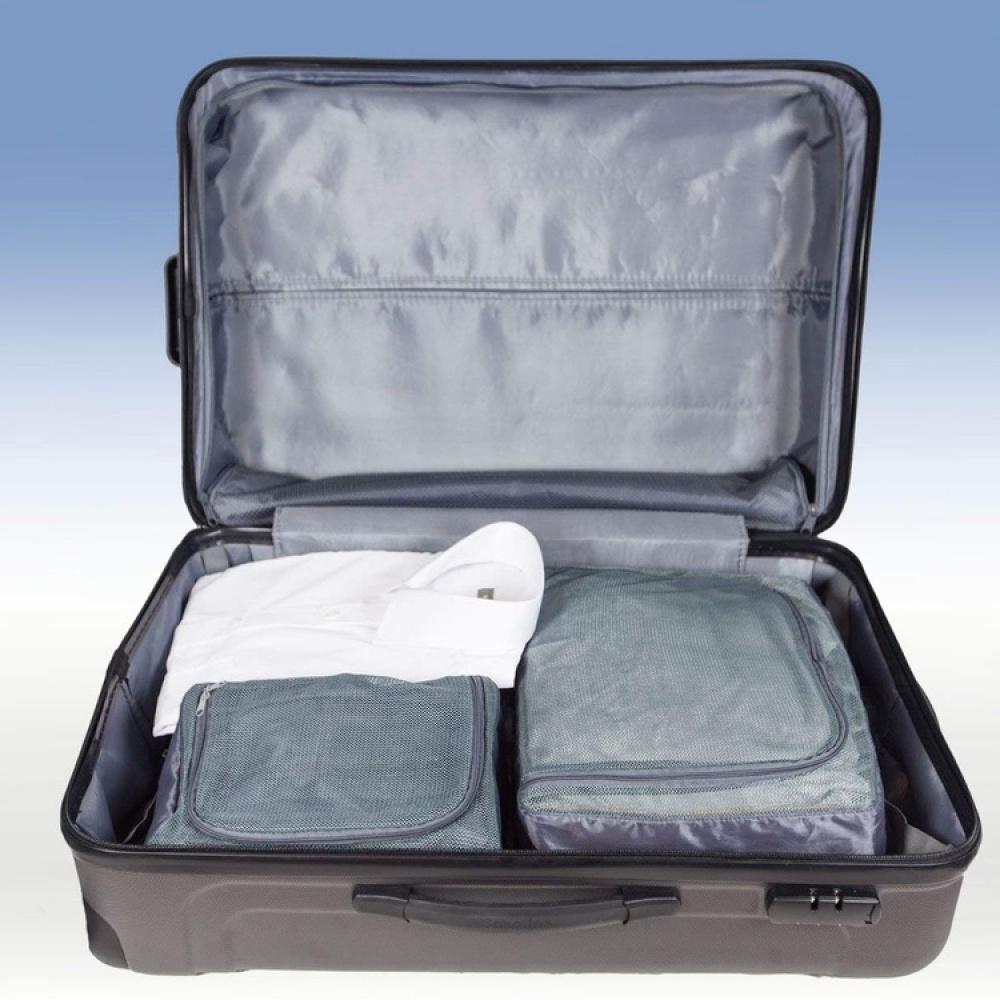 Packkub med 2 fack, CASE ORGANIZER LARGE, 35 x 26 x H 20 cm, Grå i gruppen Förvaring / Förvaring på resa / Packpåsar och packkuber hos SmartaSaker.se (42321)