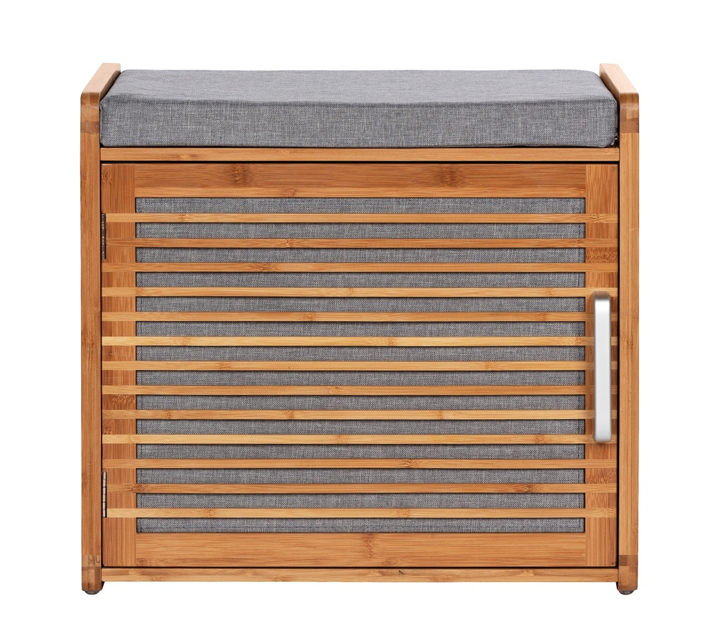 Pall med förvaring, Bambu, BAHRI, 50 x 33 x H 45 cm, brun / grå i gruppen Förvaring / Hallförvaring hos SmartaSaker.se (42332)