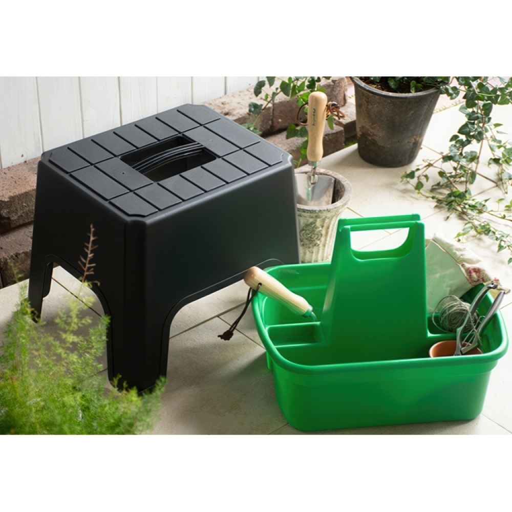 Pall med förvaring, SIT, STEP & STORE, 40 x 33 x H 31 cm, Svart / Grön i gruppen Förvaring / Hallförvaring hos SmartaSaker.se (42333)