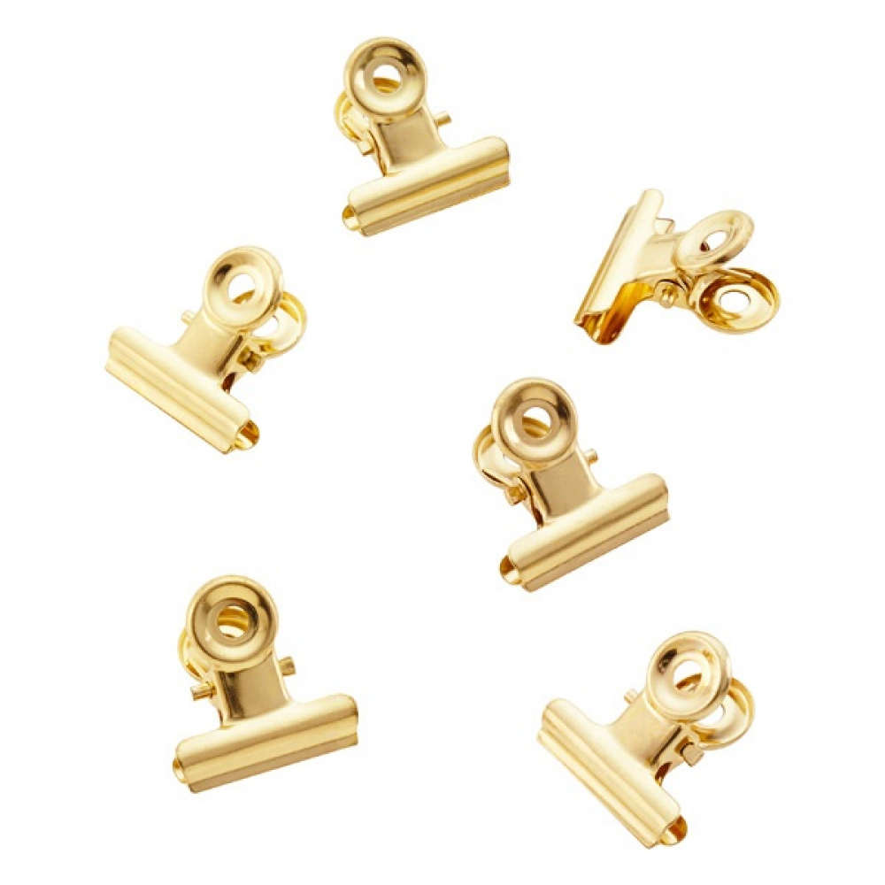 Pappersklämmor i metall, 10 st, SMALL SPRING CLIPS, 30 mm, Guld i gruppen Förvaring / Kontorsmaterial hos SmartaSaker.se (42338)