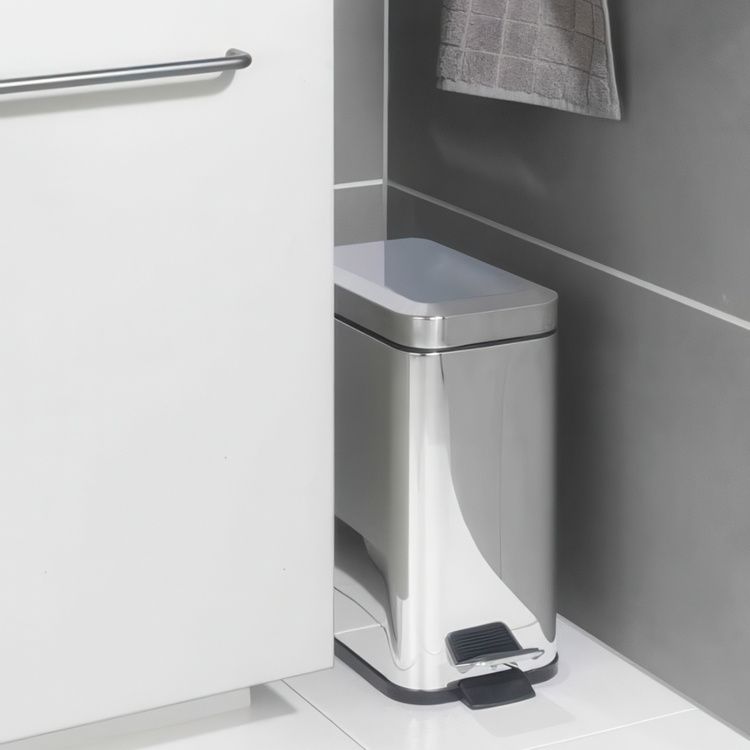 Papperskorg för trånga ytor, SLIM PEDAL BIN, 5 L, Matt rostfritt stål i gruppen Förvaring / Städförvaring och sopsortering / Sopsortering hos SmartaSaker.se (42365)