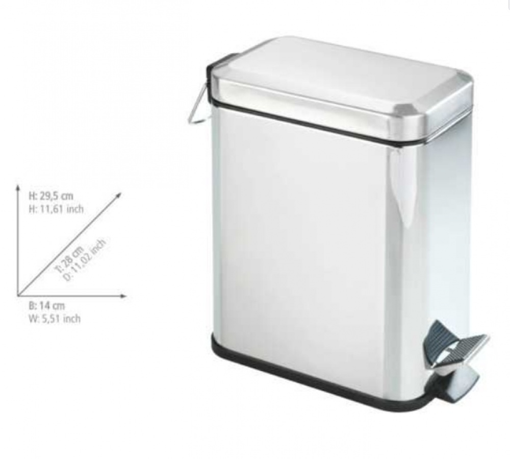Papperskorg för trånga ytor, SLIM PEDAL BIN, 5 L, Matt rostfritt stål i gruppen Förvaring / Städförvaring och sopsortering / Sopsortering hos SmartaSaker.se (42365)
