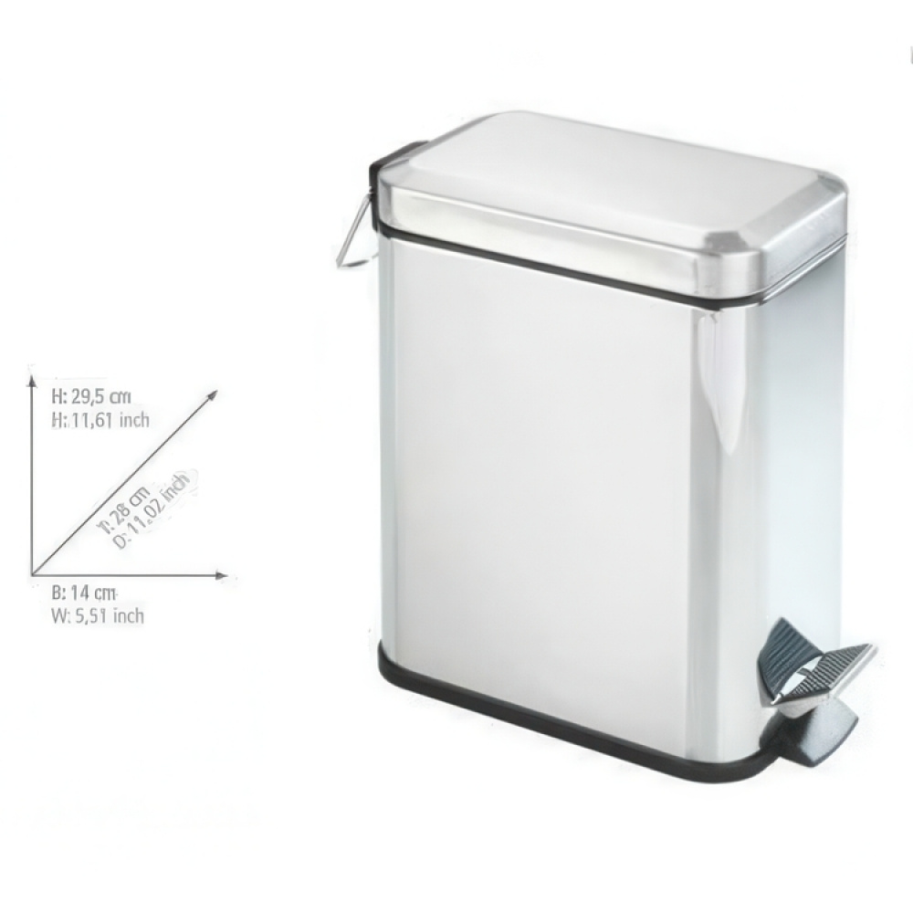 Papperskorg för trånga ytor, SLIM PEDAL BIN, 5 L, Matt rostfritt stål i gruppen Förvaring / Städförvaring och sopsortering / Sopsortering hos SmartaSaker.se (42365)