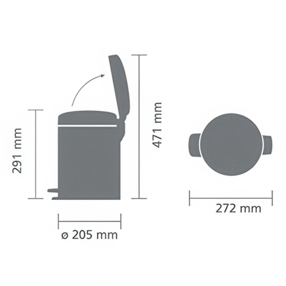 Papperskorg / Pedalhink, 5 L, BRABANTIA NEWICON, Ø 20,5 x H 29,1 cm i gruppen Förvaring / Städförvaring och sopsortering / Sopsortering hos SmartaSaker.se (42370)