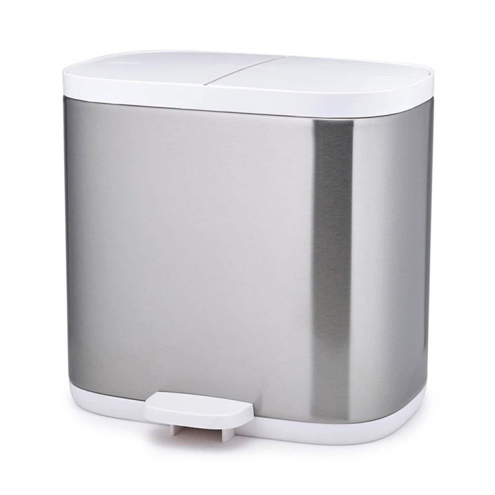 Papperskorg med pedal, 2-delad, SPLIT STEEL RECYCLER, 6 Liter, Joseph Joseph, Silver / Vit i gruppen Förvaring / Städförvaring och sopsortering / Sopsortering hos SmartaSaker.se (42383)