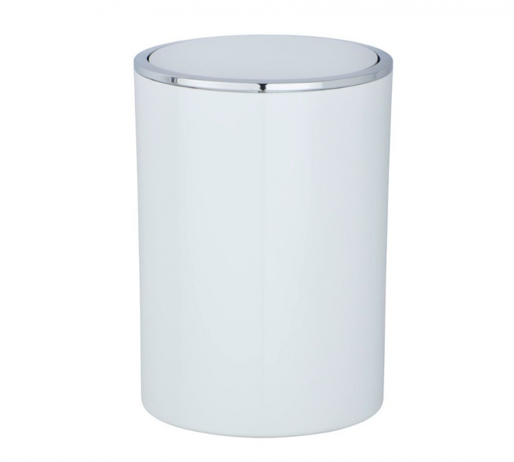 Papperskorg med vipplock, 5 L, INCA, Ø18,5 x H 25,5 cm, Vit / Silver i gruppen Förvaring / Badrumsförvaring / Papperskorgar hos SmartaSaker.se (42384)