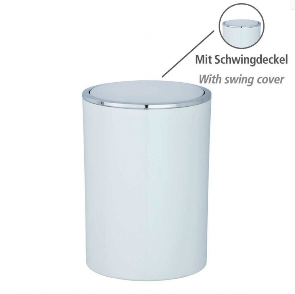 Papperskorg med vipplock, 5 L, INCA, Ø18,5 x H 25,5 cm, Vit / Silver i gruppen Förvaring / Badrumsförvaring / Papperskorgar hos SmartaSaker.se (42384)