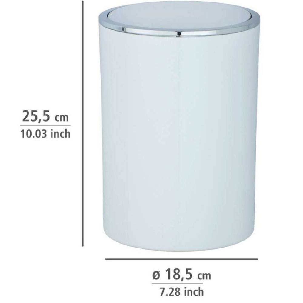 Papperskorg med vipplock, 5 L, INCA, Ø18,5 x H 25,5 cm, Vit / Silver i gruppen Förvaring / Badrumsförvaring hos SmartaSaker.se (42384)