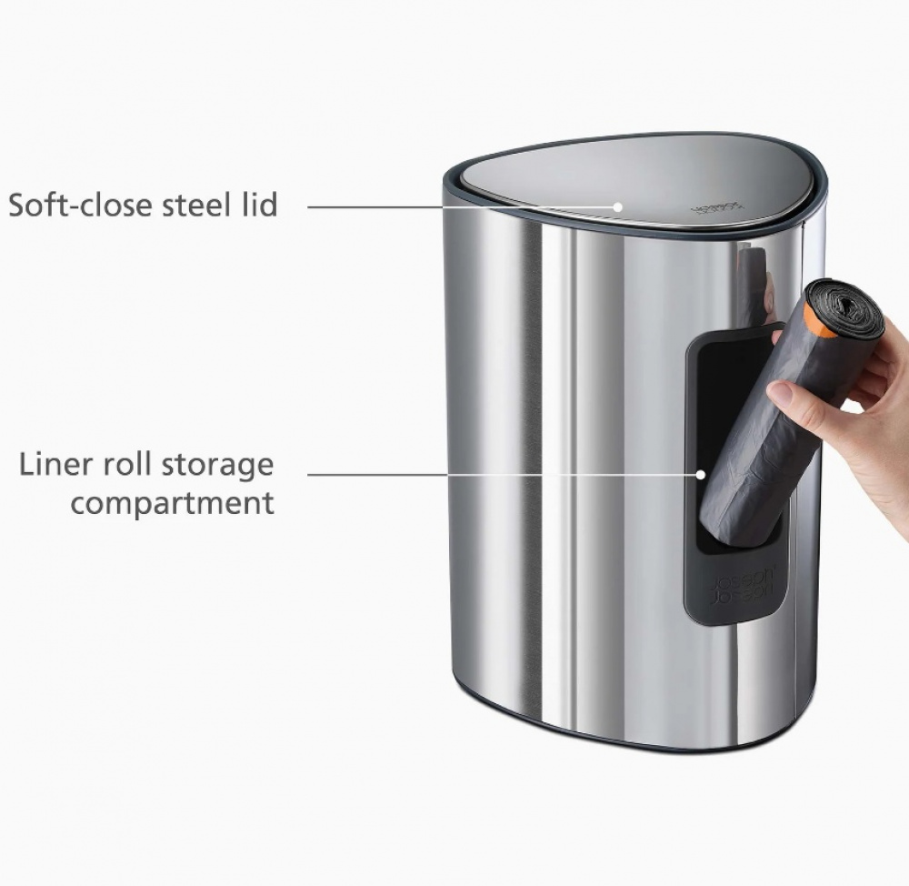 Pedalhink för hörn, 5 L, EASY-STORE LUXE PEDAL BIN, Joseph Joseph, Silver i gruppen Förvaring / Städförvaring och sopsortering / Sopsortering hos SmartaSaker.se (42394)
