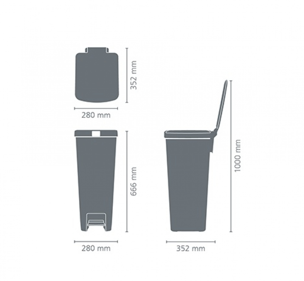 Pedalhink, Hög och smal, 40 L, BRABANTIA SETUP, 35,2 x 28 x H 66,6 cm, Ljusgrå i gruppen Förvaring / Städförvaring och sopsortering / Sopsortering hos SmartaSaker.se (42396)