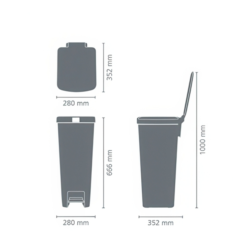 Pedalhink, Hög och smal, 40 L, BRABANTIA SETUP, 35,2 x 28 x H 66,6 cm, Ljusgrå i gruppen Förvaring / Städförvaring och sopsortering / Sopsortering hos SmartaSaker.se (42396)
