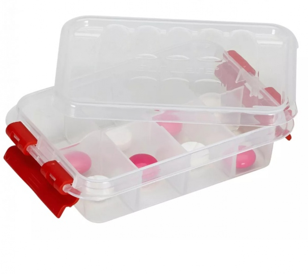 Pillerask med 8 fack, FIRST AID PILL BOX, 12 x 7,7 x H 3 cm, Klar / Röd i gruppen Förvaring / Badrumsförvaring hos SmartaSaker.se (42417)