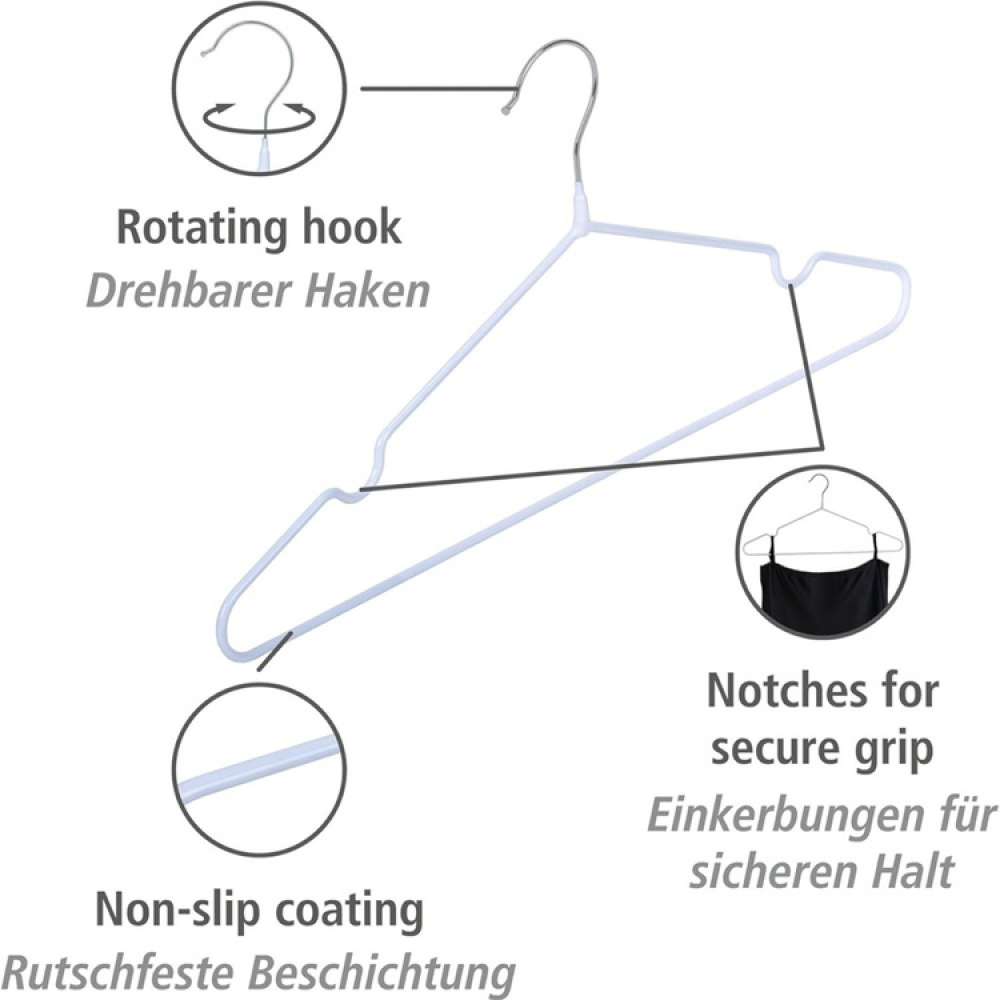 Platsbesparande galgar, anti slip, 20 st, BIG PACK SASCHA i gruppen Förvaring / Garderobsförvaring / Galgar och hängare hos SmartaSaker.se (42421)